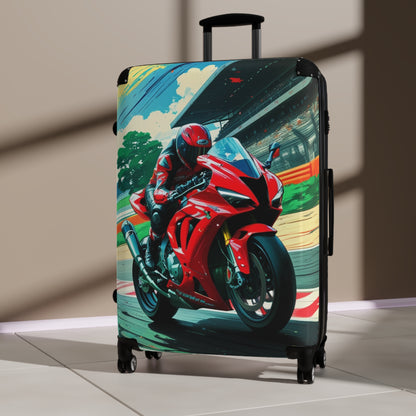 Motorcycle Racer Design Suitcase - Perfect for Adventurers and Travel Enthusiasts