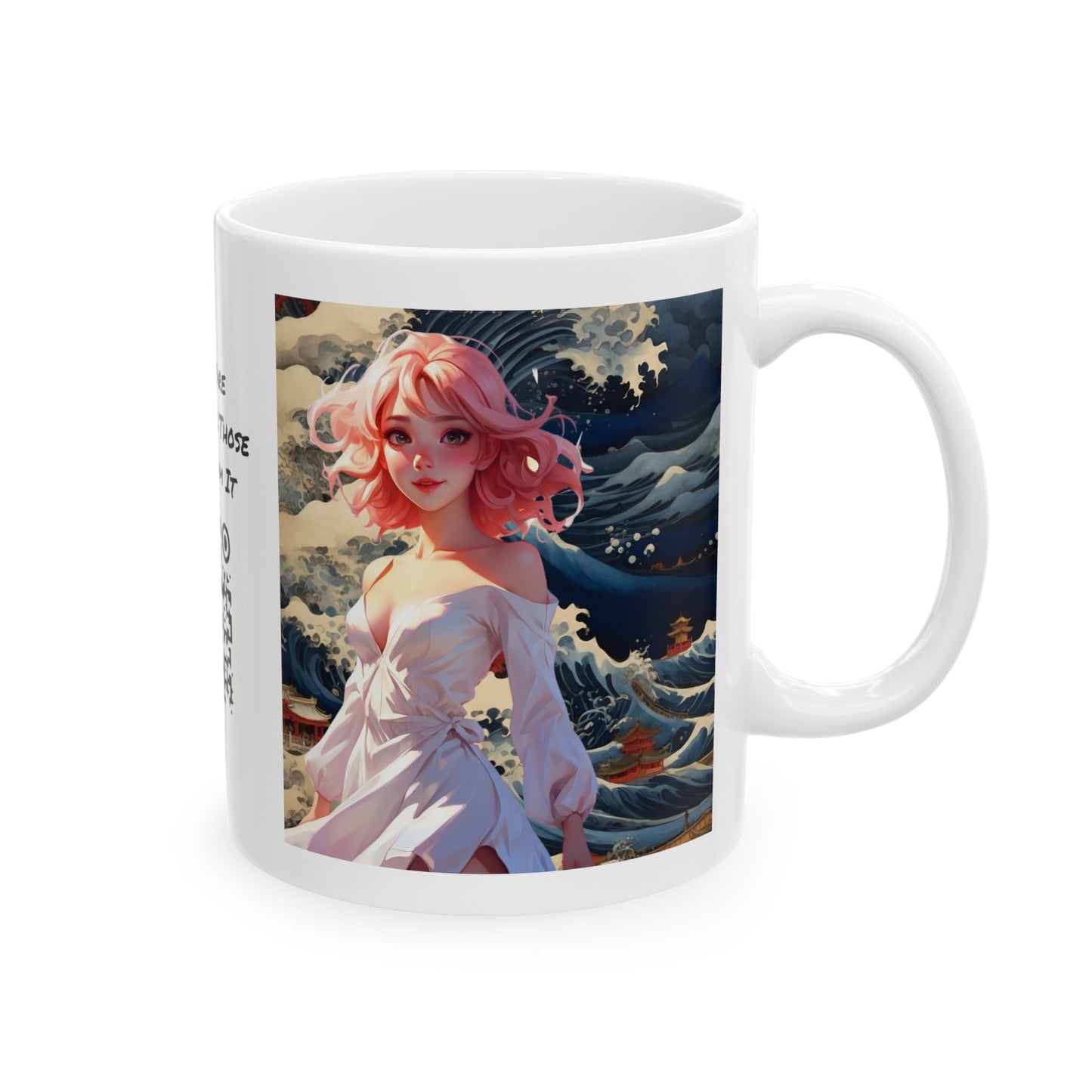 Waves of Beauty | HD Graphic | Pretty Girl | Japanese Art | Coffee | Tea | Hot Chocolate | 11oz | White Mug