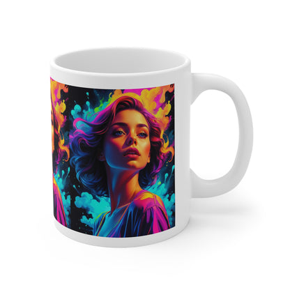 Holi Girl | HD Graphics | Festival of Colors | Vibrant | Coquette | Coffee | Tea | Hot Chocolate | 11oz | White Mug