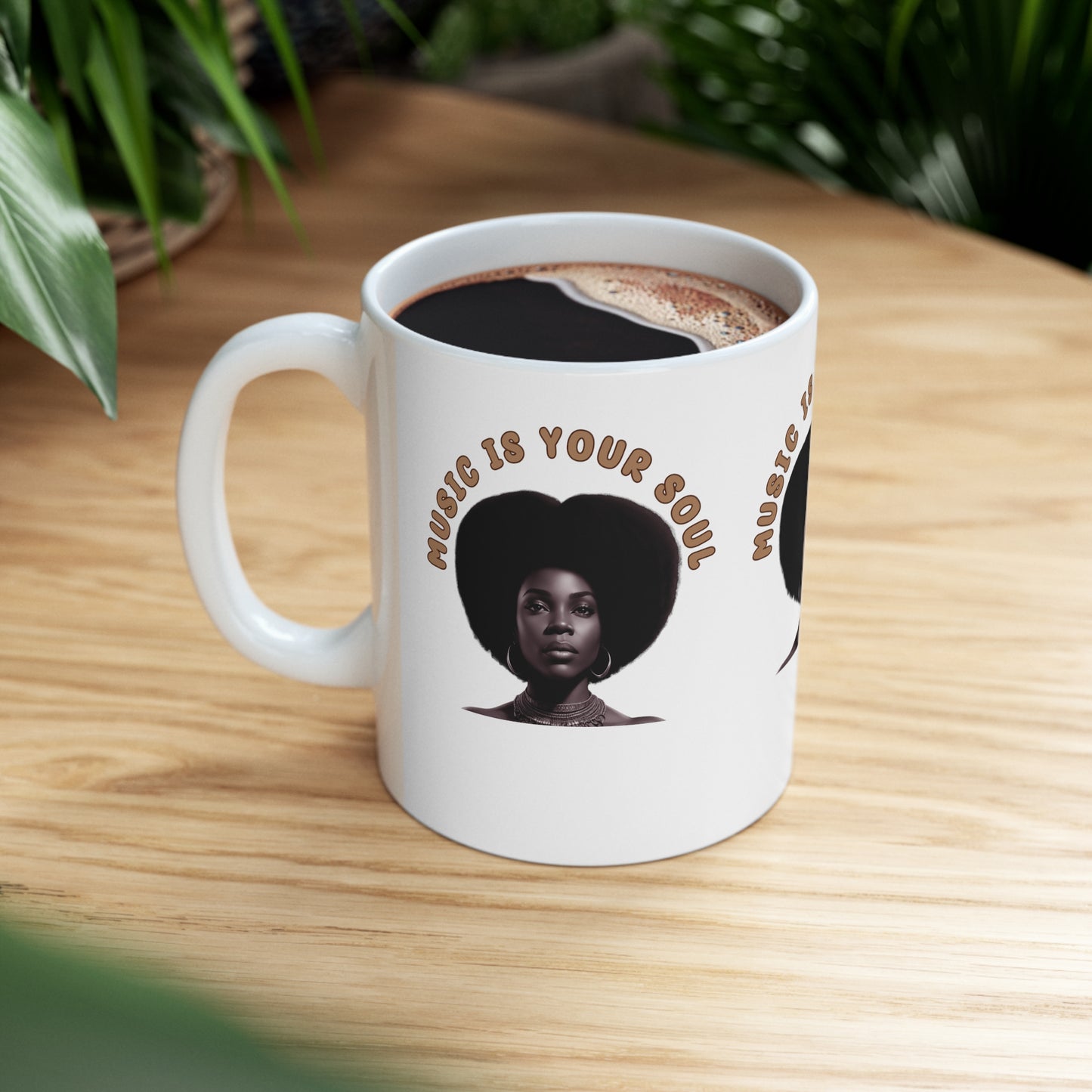 Music Is Your Soul | Afro | Woman | Teevolution | Afrocentric | Coffee | Tea | Hot Chocolate | Ceramic Mug | 11oz