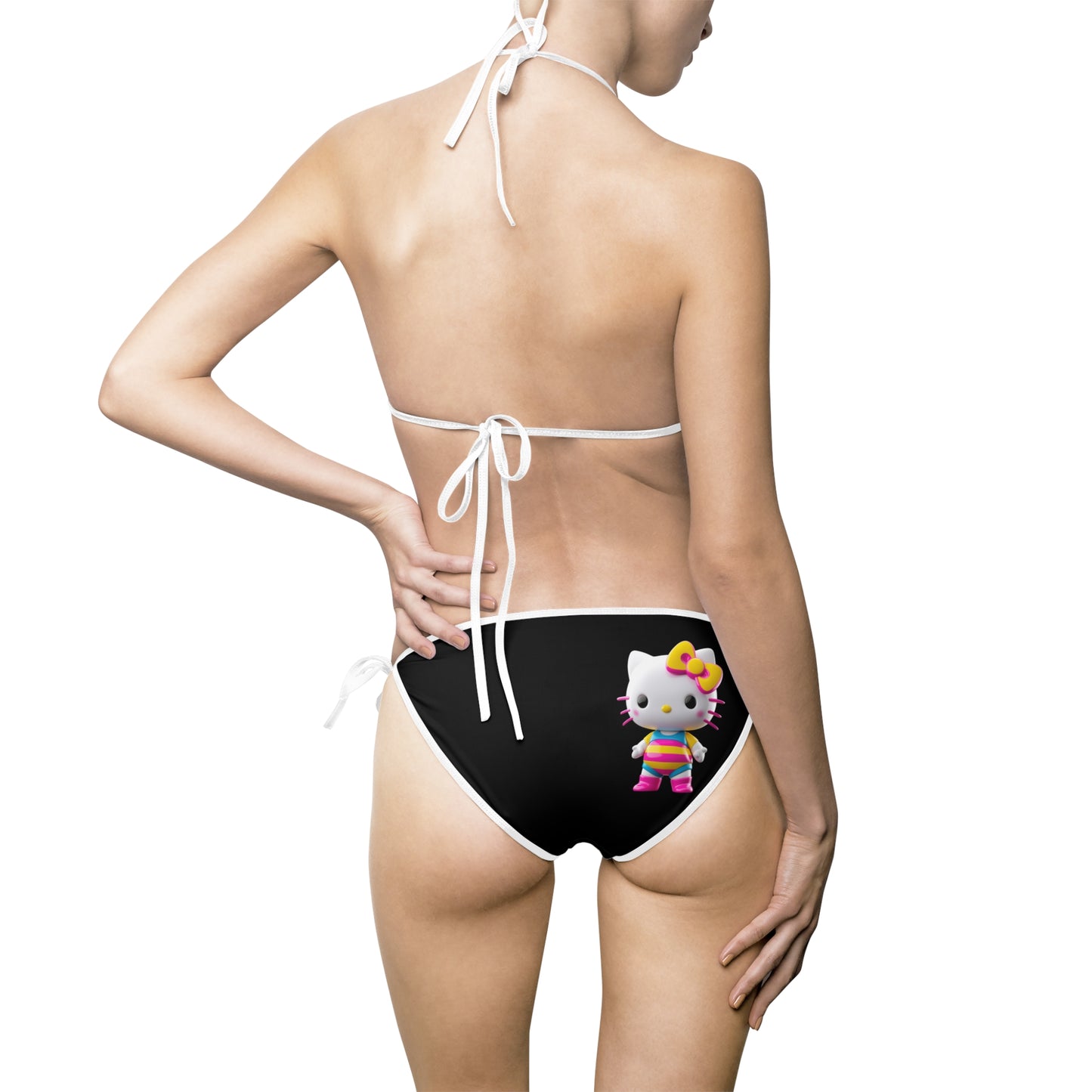 Yellow Print Cute Kitty Women's Bikini Swimsuit - Cute Cat Print Swimwear for Summer Fun