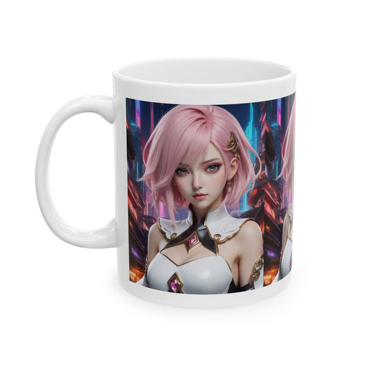 Kawaii Desu | Cute | Anime | CGI | Gamer | Fantasy Girl | Geek Gift | HD Graphics | Weeb | Waifu | Coffee | Tea | Hot Chocolate | Ceramic Mug | 11oz