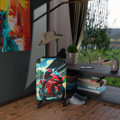 Motorcycle Racer Design Suitcase - Perfect for Adventurers and Travel Enthusiasts