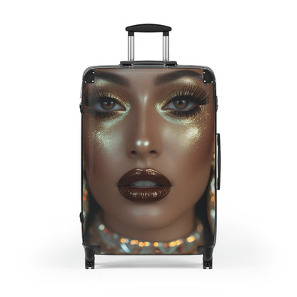 Glamorous Face Design Suitcase - Stylish Travel Luggage for Fashion Lovers