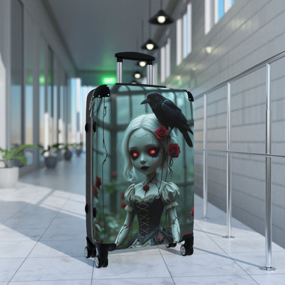 Gothic Doll Design Suitcase - Perfect Travel Companion for Halloween and Fantasy Lovers