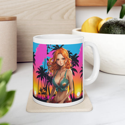 Summer Vibes |  Beach | Miami | Fun | Cute | Playful | HD Graphic | Coffee | Tea | Hot Chocolate | Ceramic Mug | 11oz