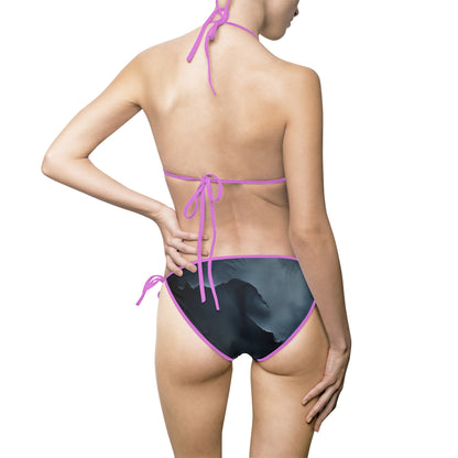 Stylish Women's Bikini Swimsuit - Elegant Black Abstract Design