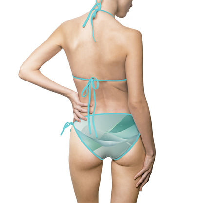 Aqua Wave Design Women's Bikini Swimsuit - Perfect for Beach Days and Summer Vacations