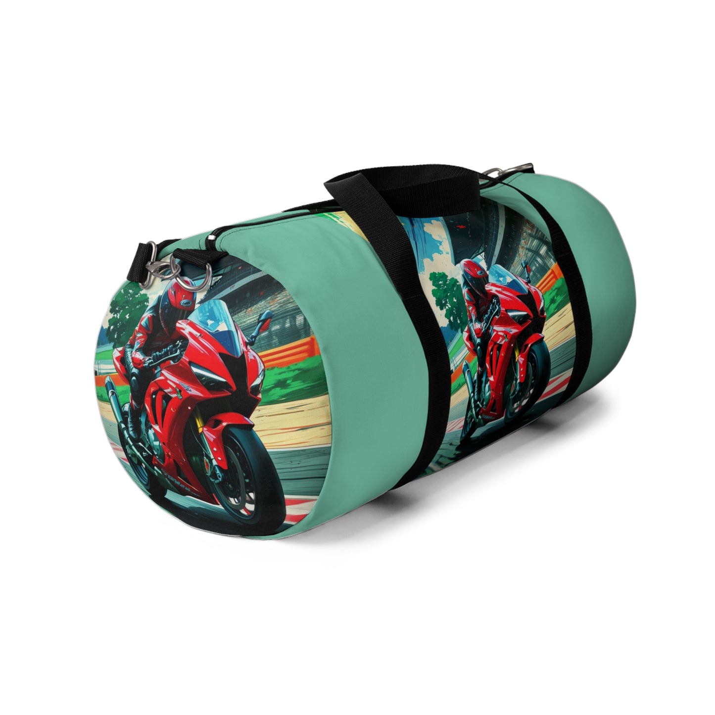 Motorcycle Racer Duffel Bag - Sporty Travel Gym Bag for Bike Enthusiasts