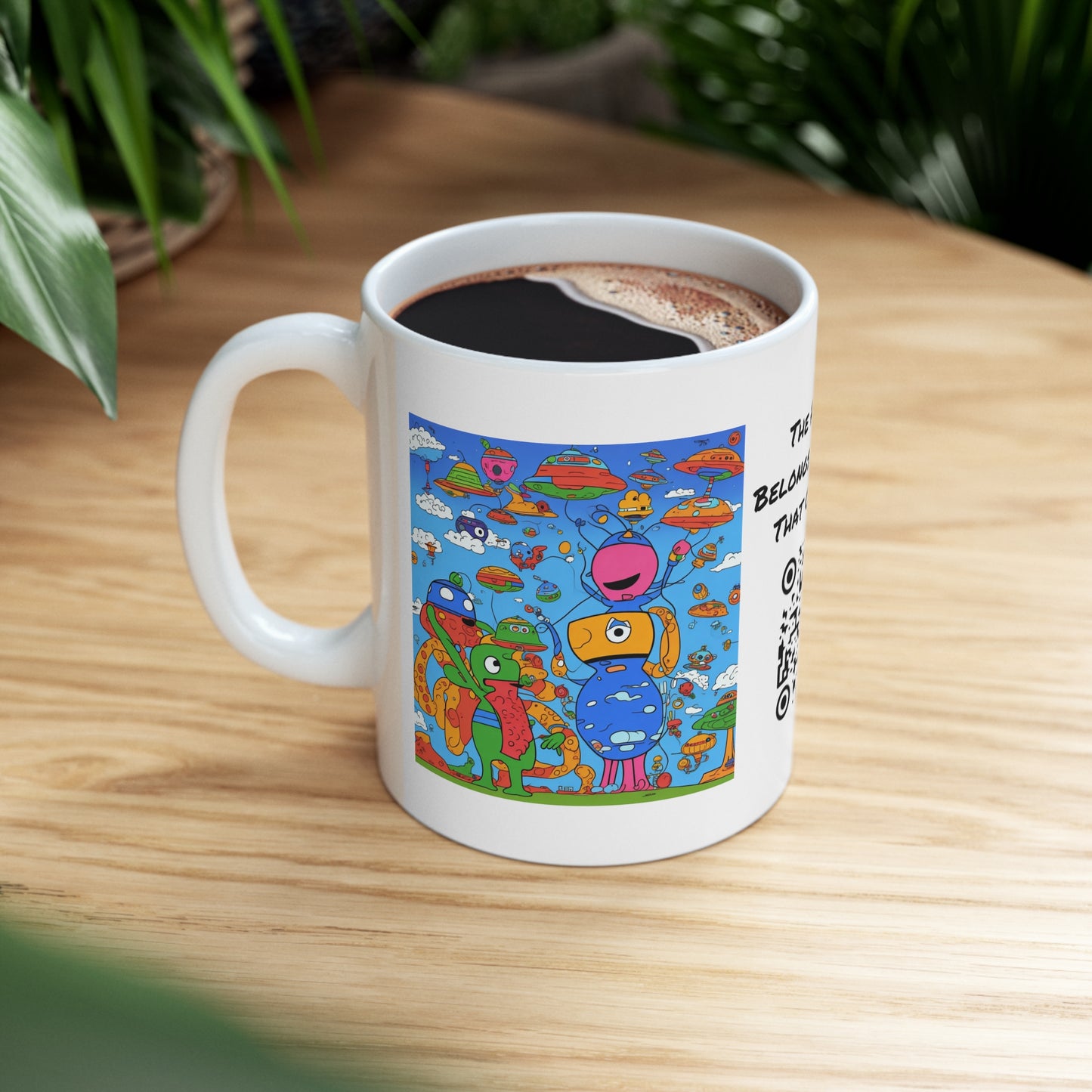 Abstraction | Abstract | Art | Colorful | Trendy | Graphic | Funny | UFO | Aliens | Coffe | Tea | Hot Chocolate | Ceramic Mug |11oz