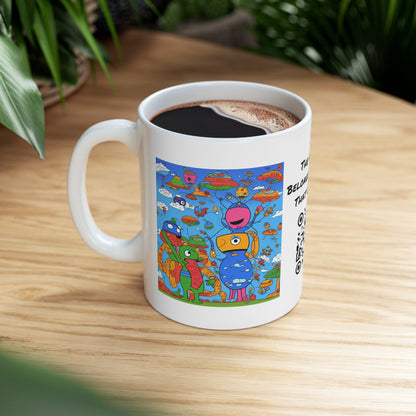 Abstraction | Abstract | Art | Colorful | Trendy | Graphic | Funny | UFO | Aliens | Coffe | Tea | Hot Chocolate | Ceramic Mug |11oz