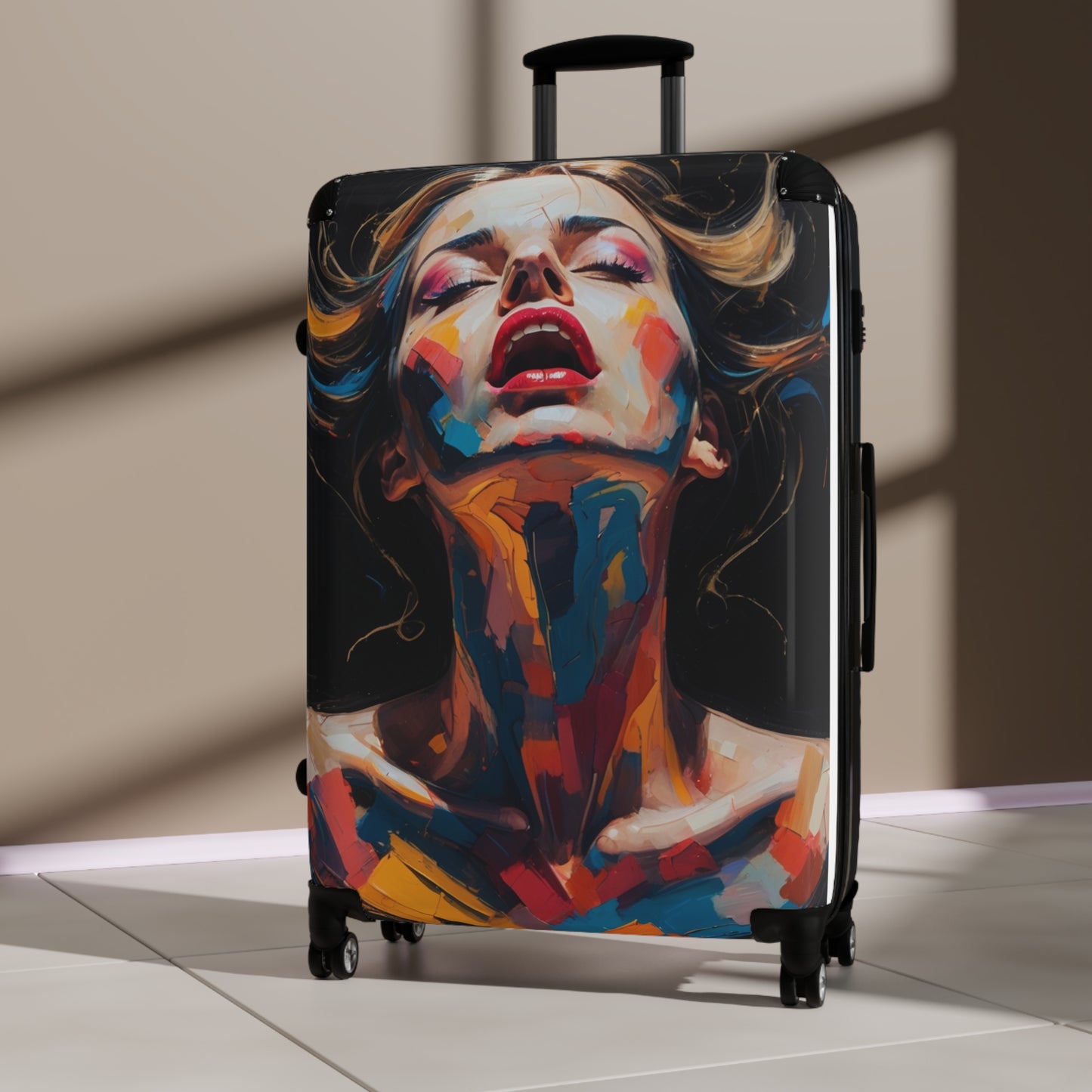 Artistic Travel Suitcase - Colorful Woman Design for Adventurers