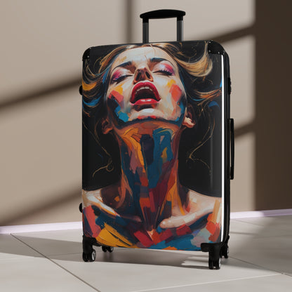 Artistic Travel Suitcase - Colorful Woman Design for Adventurers
