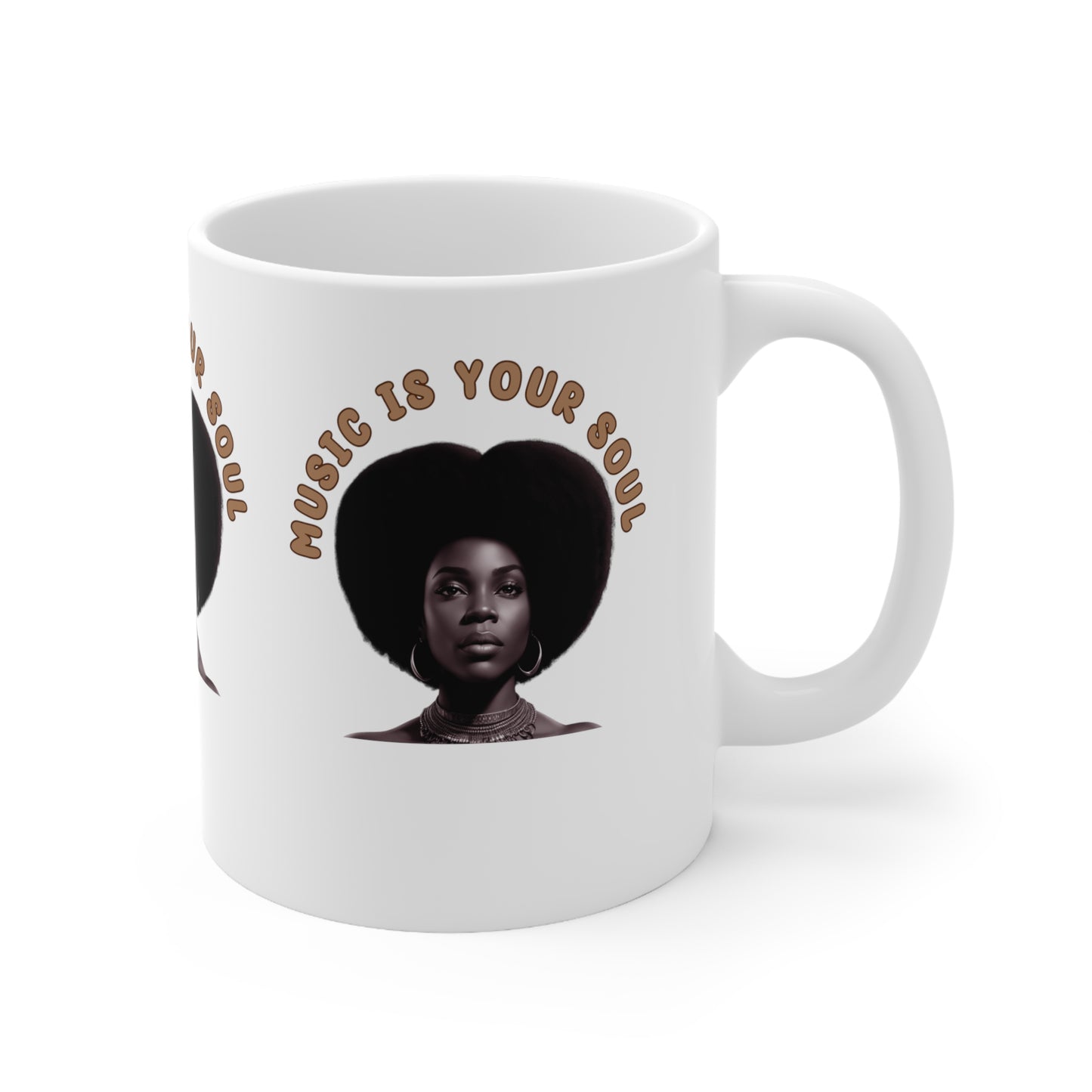 Music Is Your Soul | Afro | Woman | Teevolution | Afrocentric | Coffee | Tea | Hot Chocolate | Ceramic Mug | 11oz