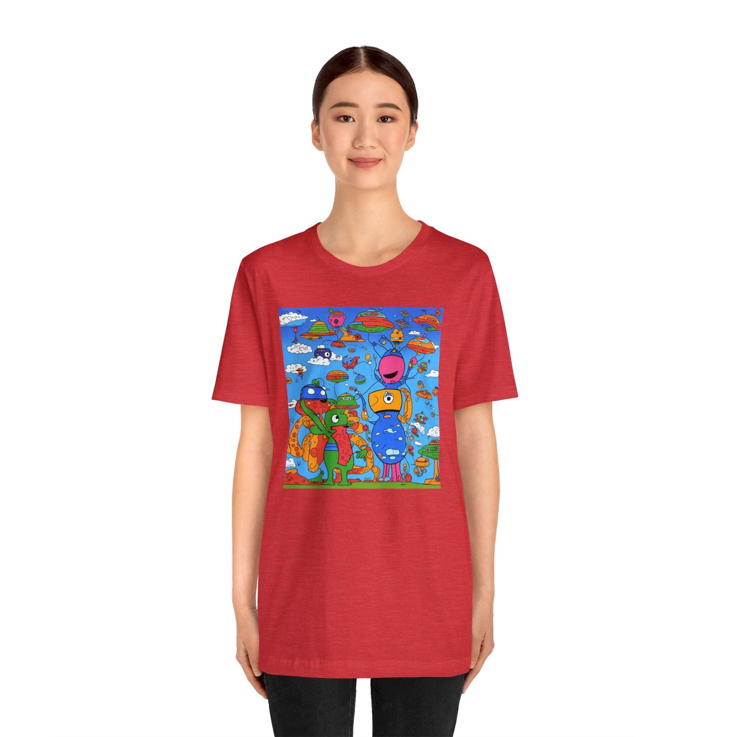 Abstraction | Abstract | Art | Colorful | Trendy | Graphic | Funny | UFO | Aliens | Tee | T-Shirt | Unisex | Men's | Women's |Short Sleeve