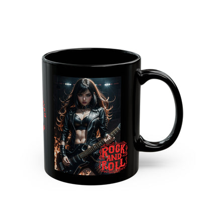 Rock Chic | Heavy Metal | Rock Music | Girl Rocker | HD Graphic | Coffee | Tea | Hot Chocolate | 11oz | Black Mug