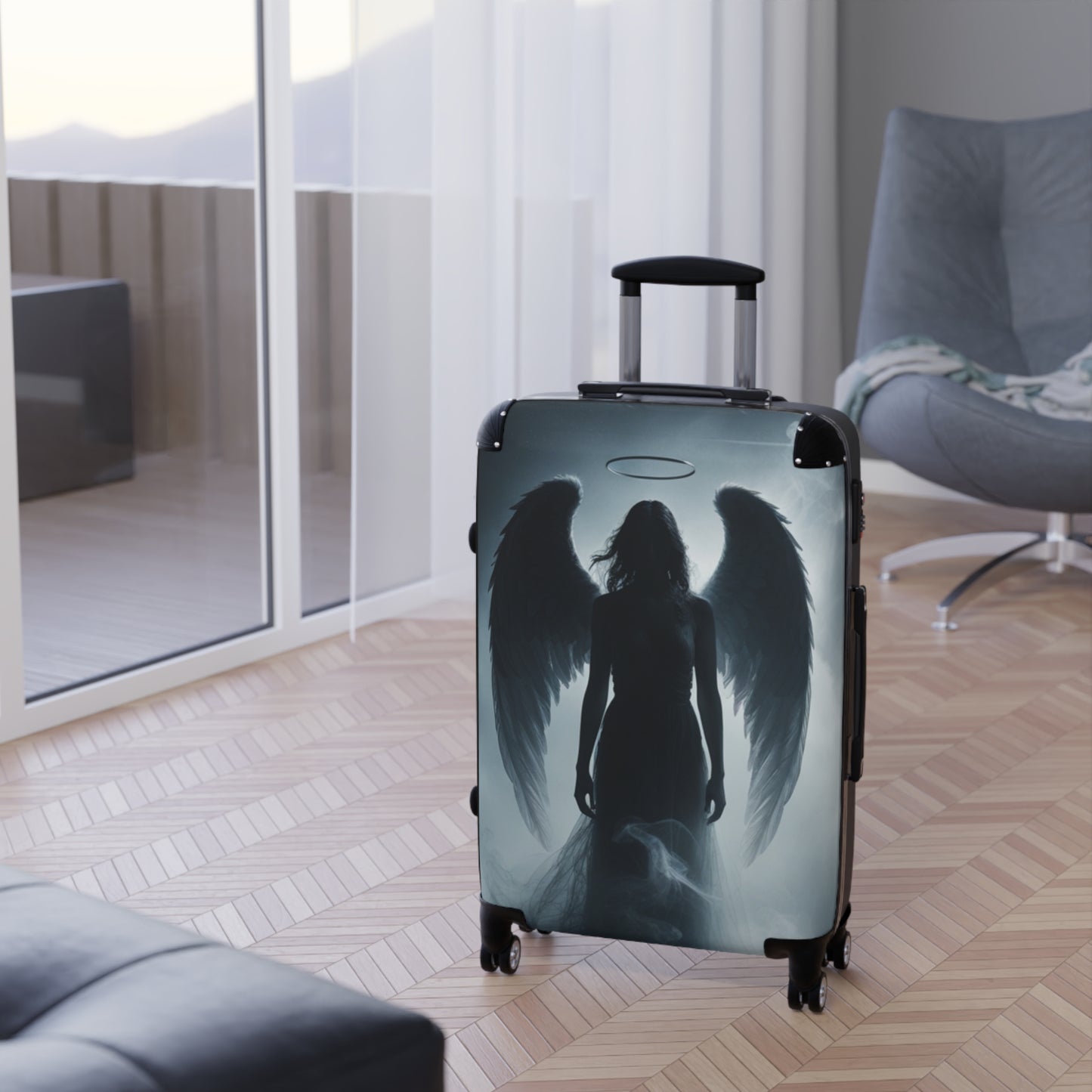 Angel Wings Design Carry-On Suitcase | Stylish Travel Luggage for Adventurers