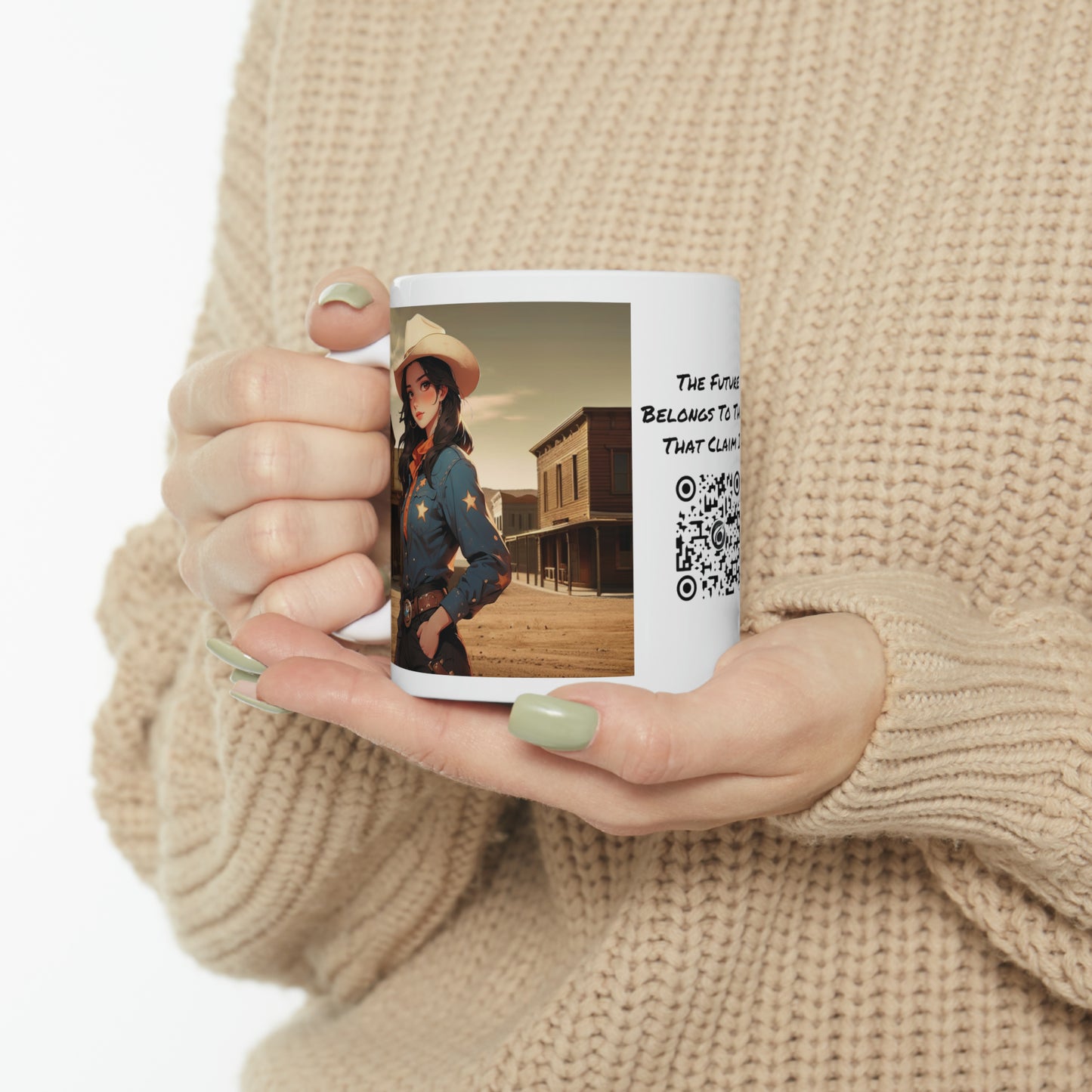 The Showdown | HD Graphic | Wild West | Cowgirl | Coffee | Tea | Hot Chocolate | 11oz | White Mug