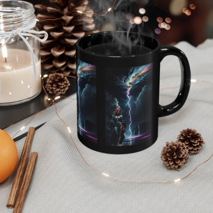 Lightning Crashes |  Anime Gift | Fantasy Girl | Nature's Fury | Sci Fi | Futuristic | HD Graphics | Coffee | Tea | Hot Chocolate | 11oz | Black Mug