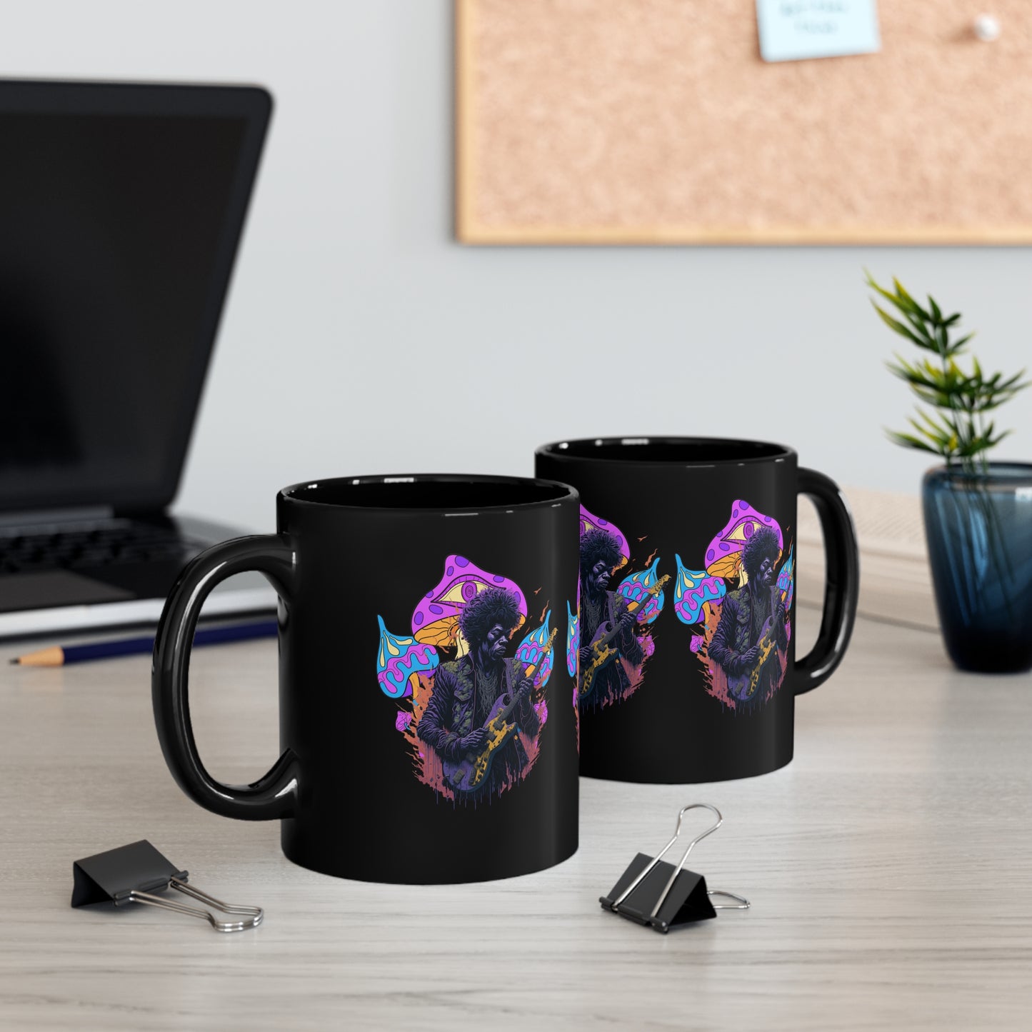 Axe Murderer | Guitar Hero | Psychedelic | Mushroom | Trippy | Coffee | Tea | Hot Chocolate | Tee | T-Shirt | 11oz | Black Mug