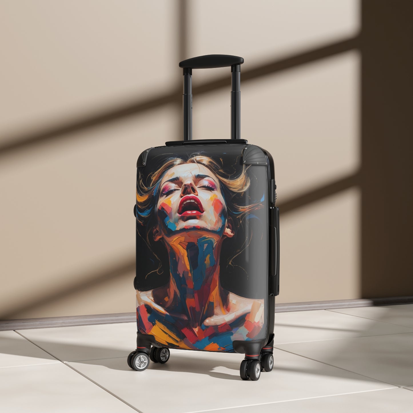 Artistic Travel Suitcase - Colorful Woman Design for Adventurers