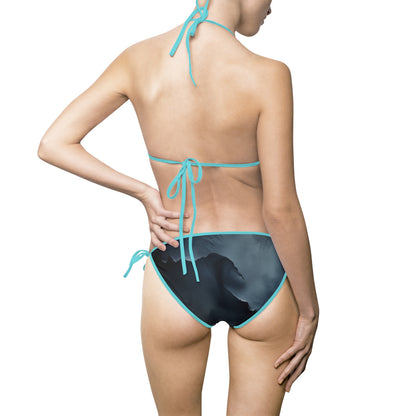Stylish Women's Bikini Swimsuit - Elegant Black Abstract Design