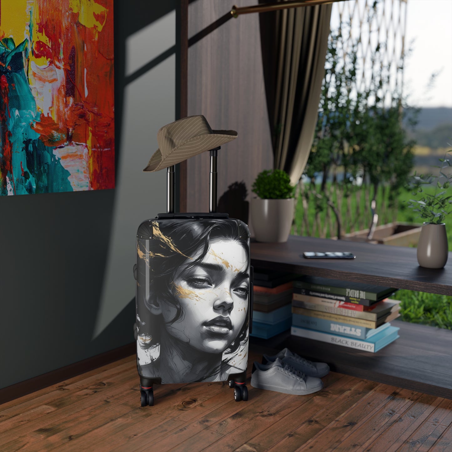 Artistic Carry-On Suitcase with Elegant Design