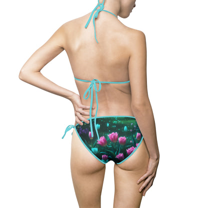 Women's Floral Dreamscape Print Women's Bikini Swimsuit - Perfect for Summer Beach Days