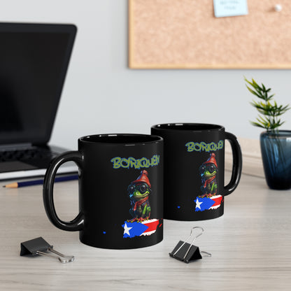 Bori Coqui | Puerto Rican Gift | HD | Boriquen | Coffee | Tea | Hot Chocolate | 11oz | Black Mug