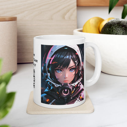 Starlit Stunner | HD Graphic | Sci-Fi | Anime | Woman Astronaut |  Coffee | Tea | Hot Chocolate | 11oz | White Mug