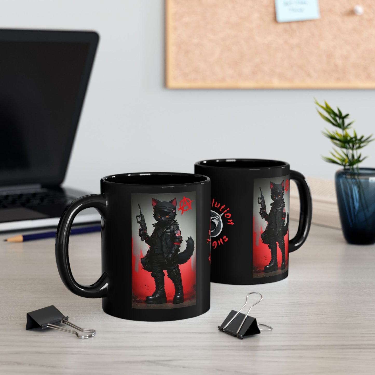 Sabo Tabbi | Anarchy | Pro Union | Historic | Black Cat | HD Graphic | Sabo Tabby IWW | Coffee | Tea | Hot Chocolate | 11oz | Black Mug