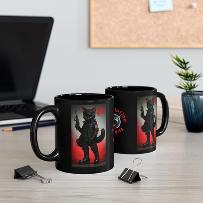 Sabo Tabbi | Anarchy | Pro Union | Historic | Black Cat | HD Graphic | Sabo Tabby IWW | Coffee | Tea | Hot Chocolate | 11oz | Black Mug