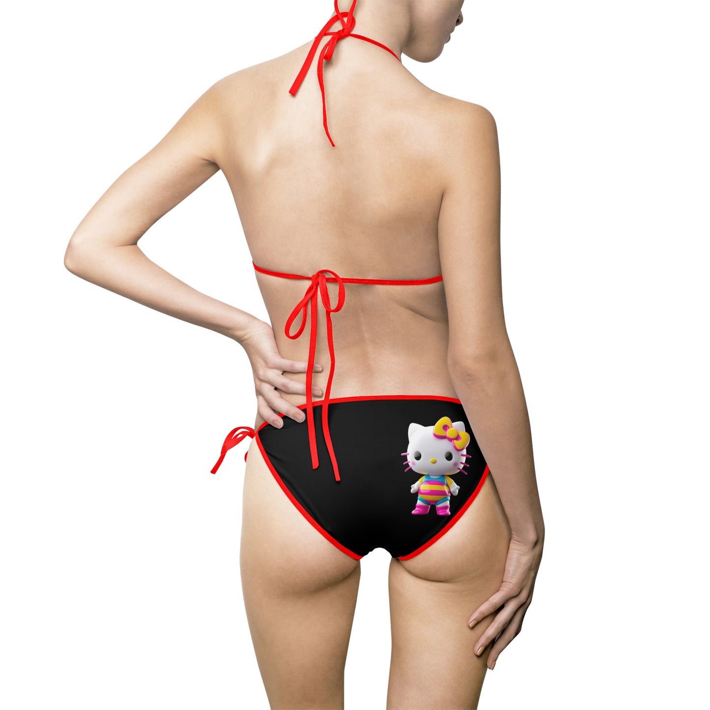 Blue Print Cute Kitty Women's Bikini Swimsuit - Cute Cat Print Swimwear for Summer Fun