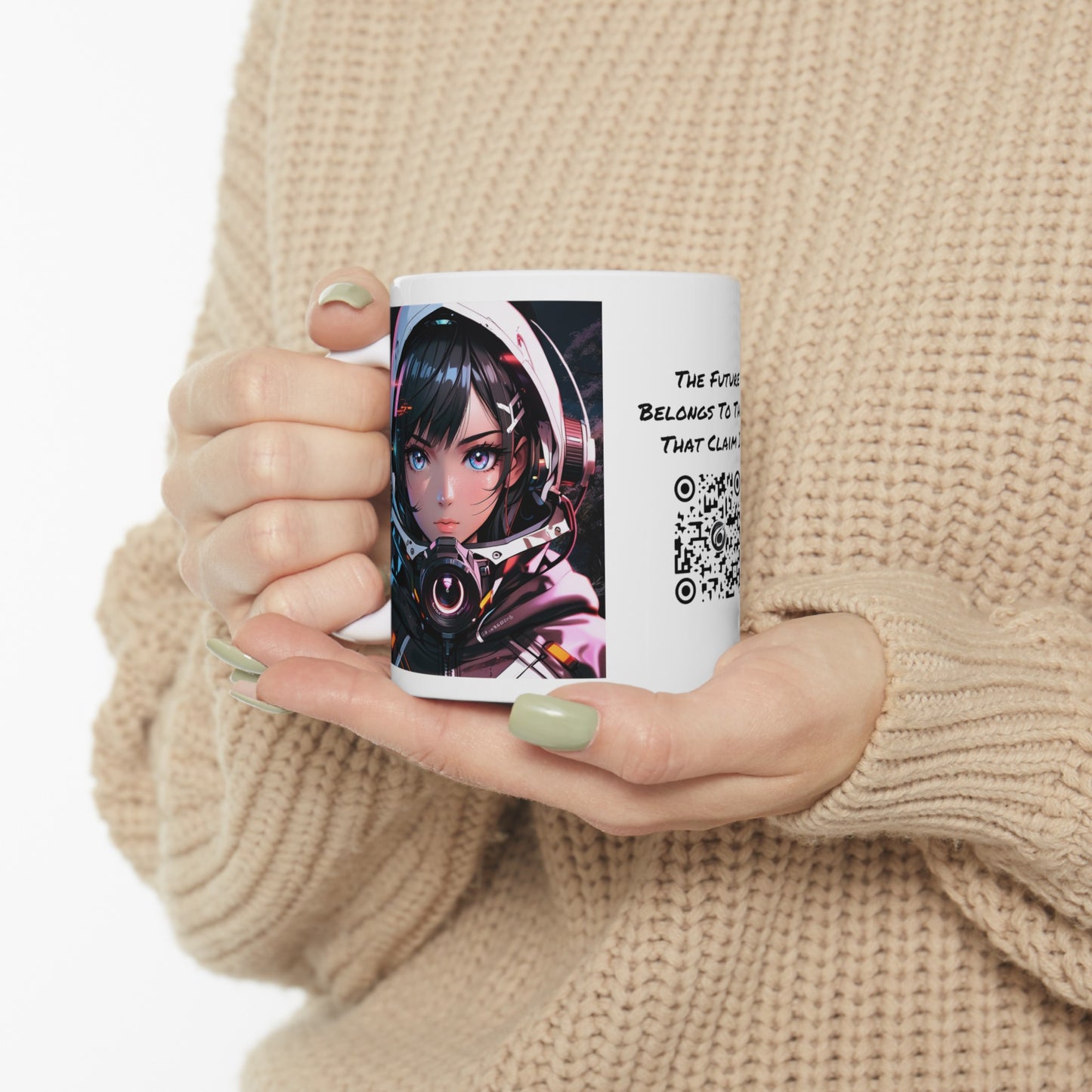 Starlit Stunner | HD Graphic | Sci-Fi | Anime | Woman Astronaut |  Coffee | Tea | Hot Chocolate | 11oz | White Mug