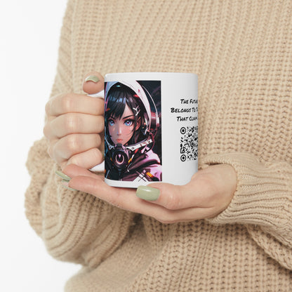 Starlit Stunner | HD Graphic | Sci-Fi | Anime | Woman Astronaut |  Coffee | Tea | Hot Chocolate | 11oz | White Mug