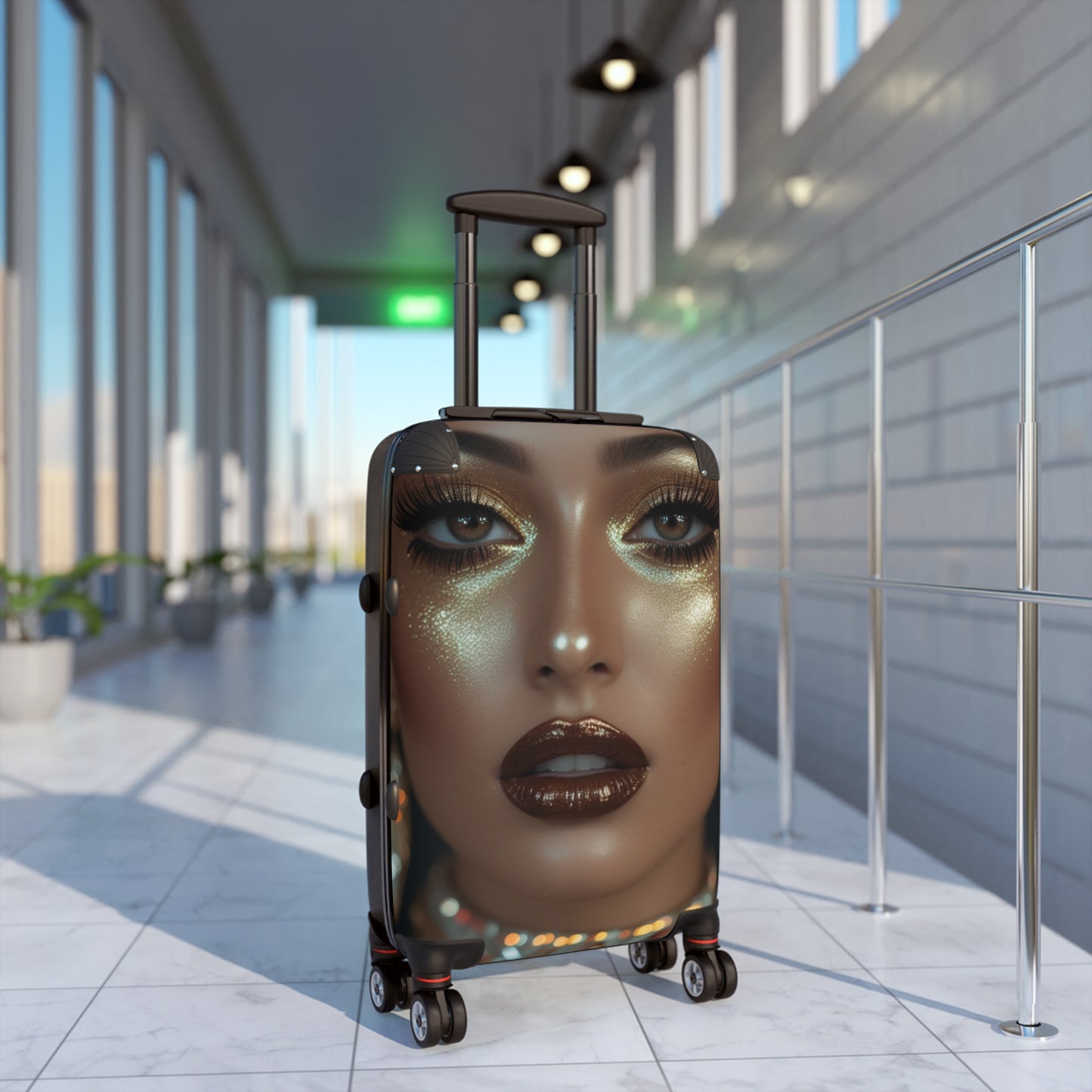 Glamorous Face Design Suitcase - Stylish Travel Luggage for Fashion Lovers