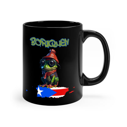 Bori Coqui | Puerto Rican Gift | HD | Boriquen | Coffee | Tea | Hot Chocolate | 11oz | Black Mug