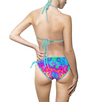 Psychedelic Tie-String Bikini Swimsuit for Women - Colorful Summer Beachwear