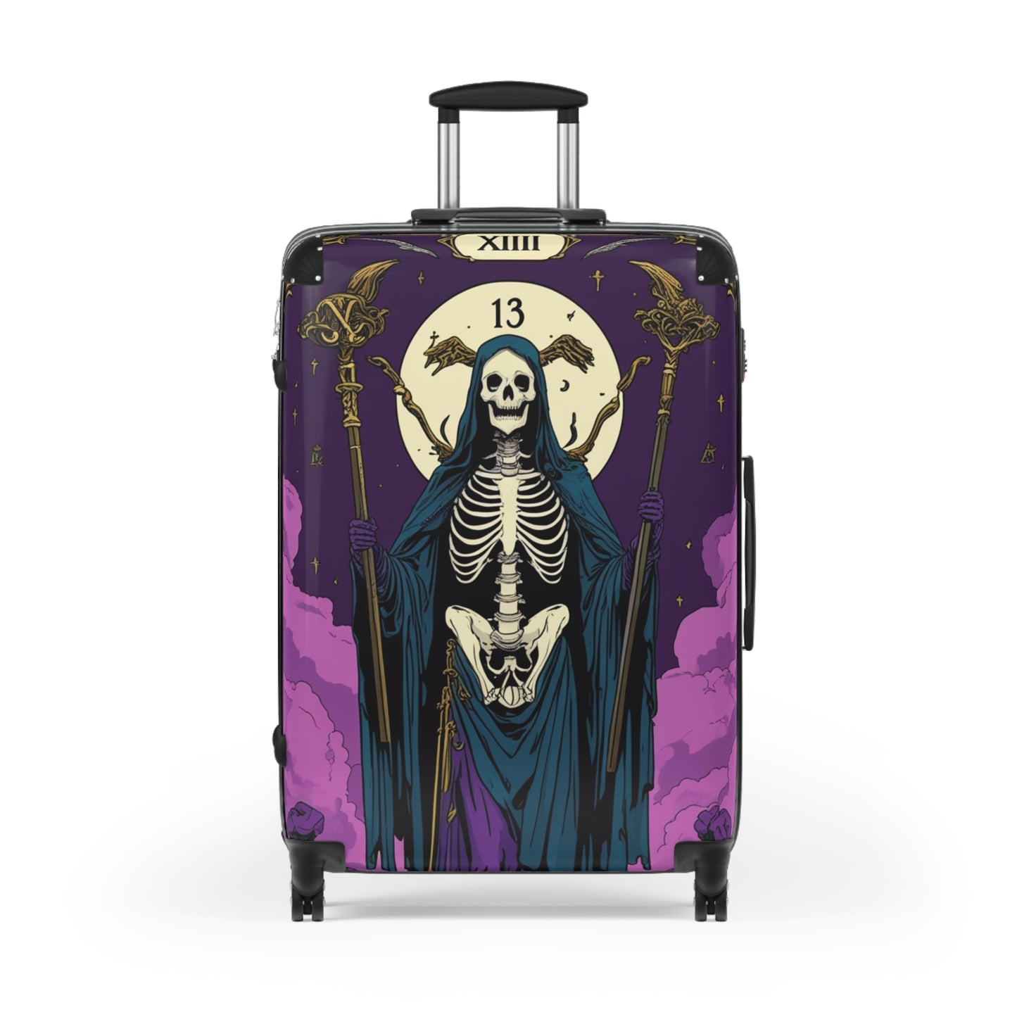 Gothic Skeleton Suitcase with Mystical Design - Travel in Style