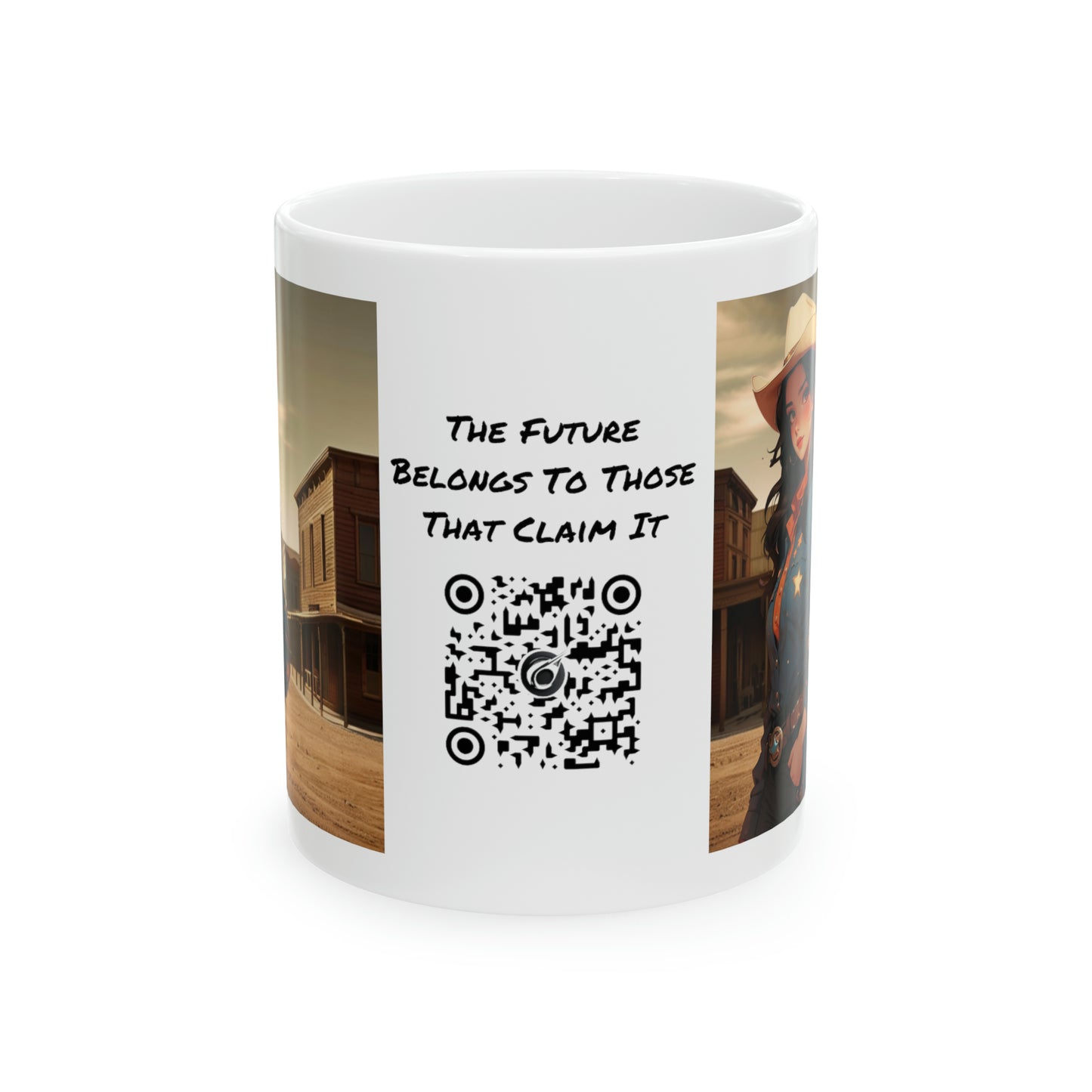 The Showdown | HD Graphic | Wild West | Cowgirl | Coffee | Tea | Hot Chocolate | 11oz | White Mug