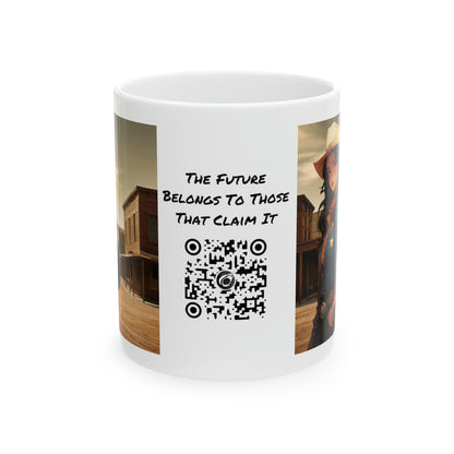 The Showdown | HD Graphic | Wild West | Cowgirl | Coffee | Tea | Hot Chocolate | 11oz | White Mug