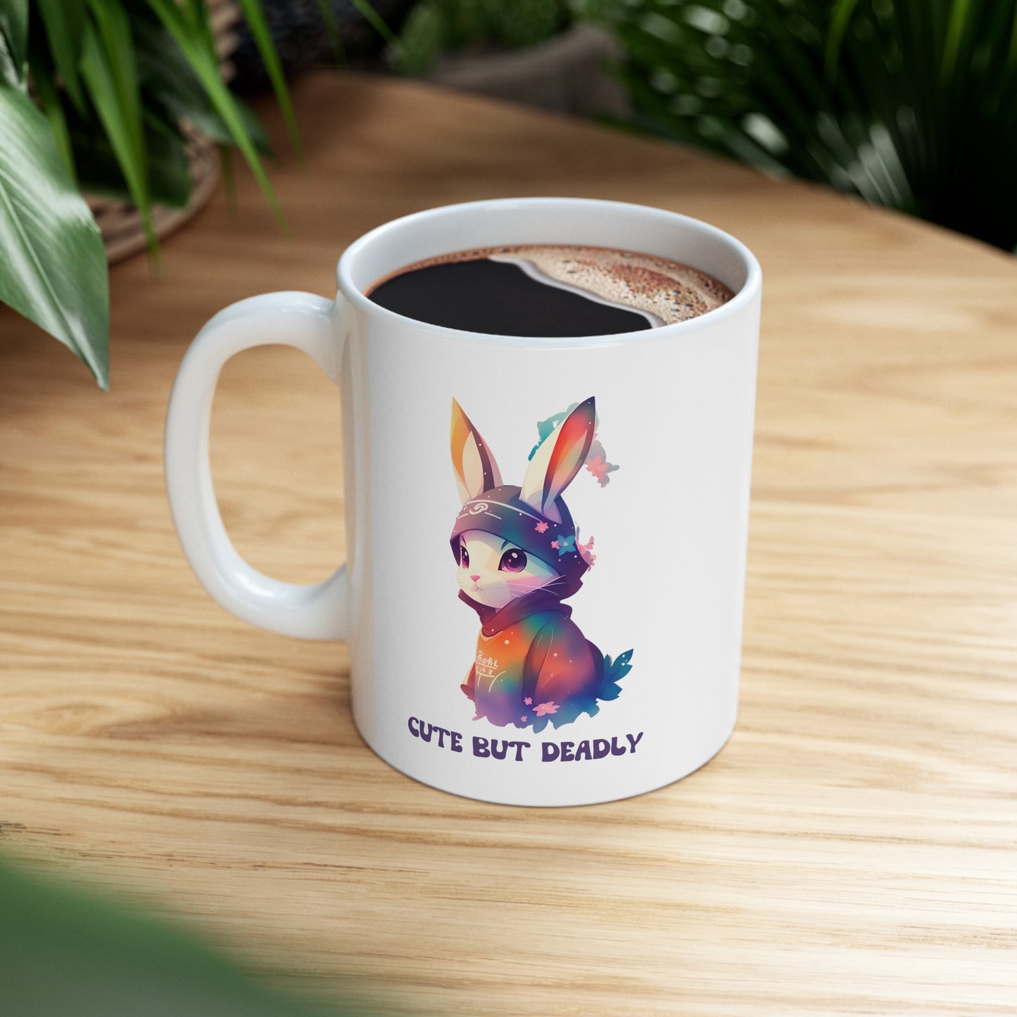 Cute But Deadly | Bunny Warrior | Cartoon | Rabbit | Usagi Yojimbo | Coffee | Tea | Hot Chocolate | Ceramic Mug | 11oz