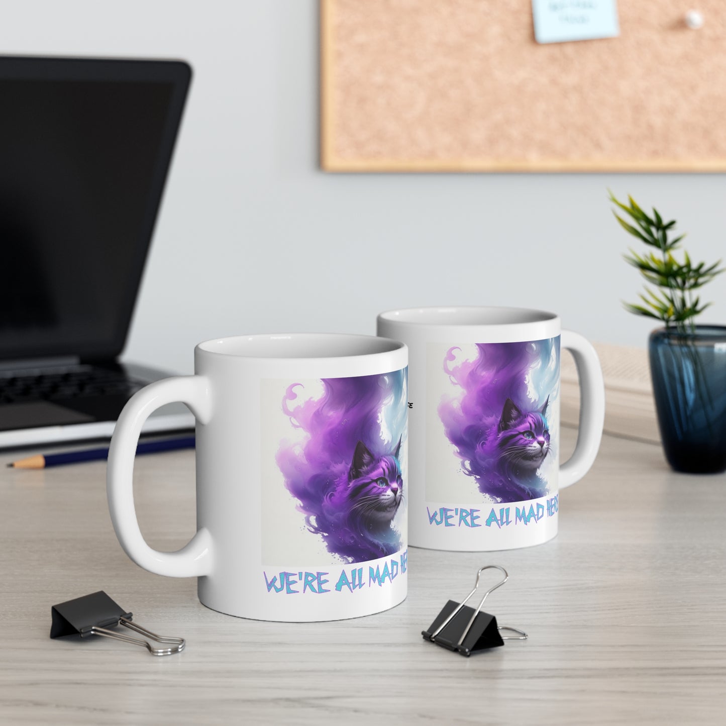 Cheshire Cat | We're All Mad Here | Alice Through The Looking Glass | Alice In Wonderland | Louis Carroll | Coffee | Tea | Hot Chocolate | Ceramic Mug | 11oz