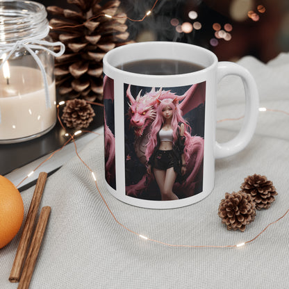 Dragon Lady | Fantasy | Anime | Gamer | HD Graphic | Coffee | Tea | Hot Chocolate | 11oz | White Mug