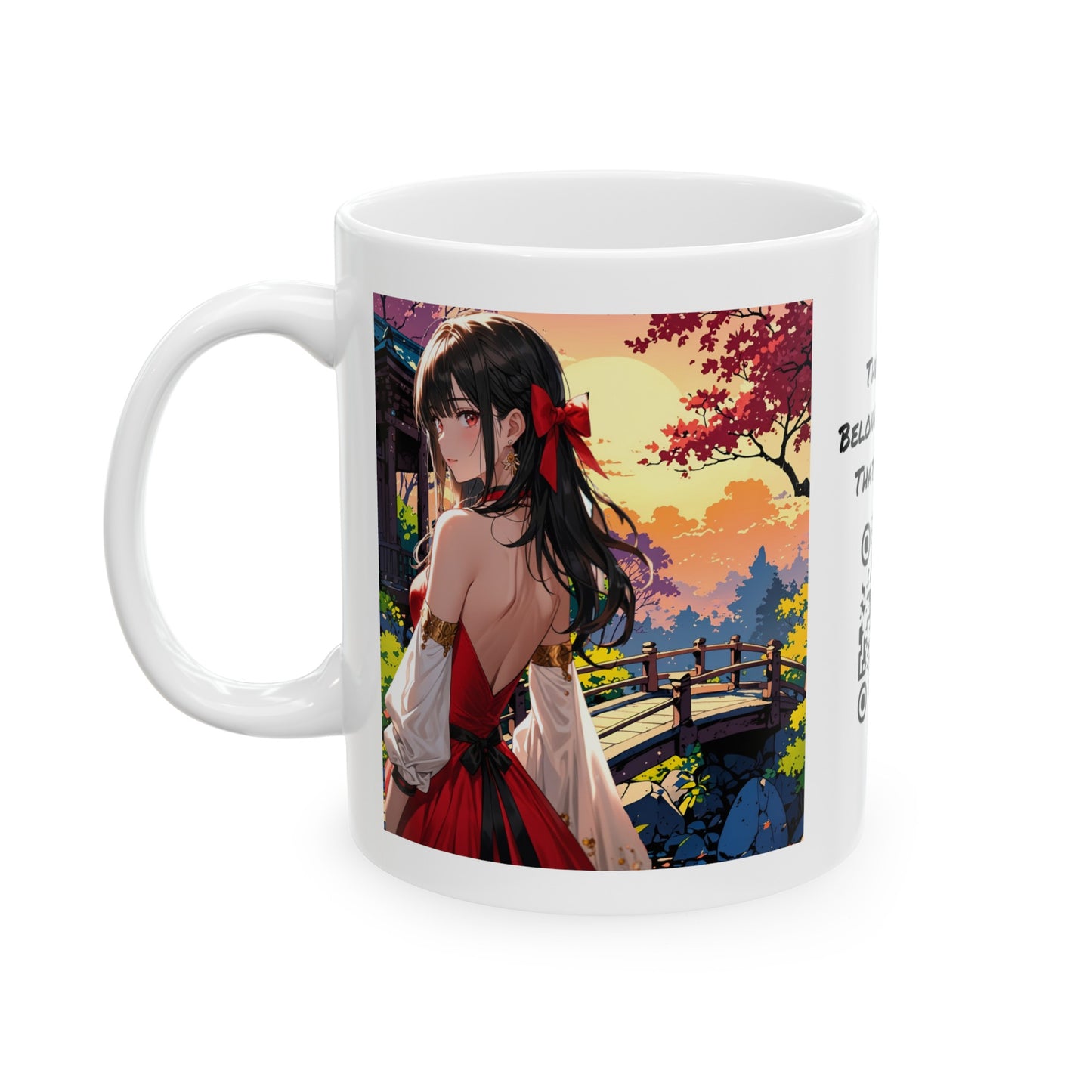 Utsukushī hana | HD Graphic | Anime Style | Pretty Girl | Coffee | Tea | Hot Chocolate | 11oz | White Mug