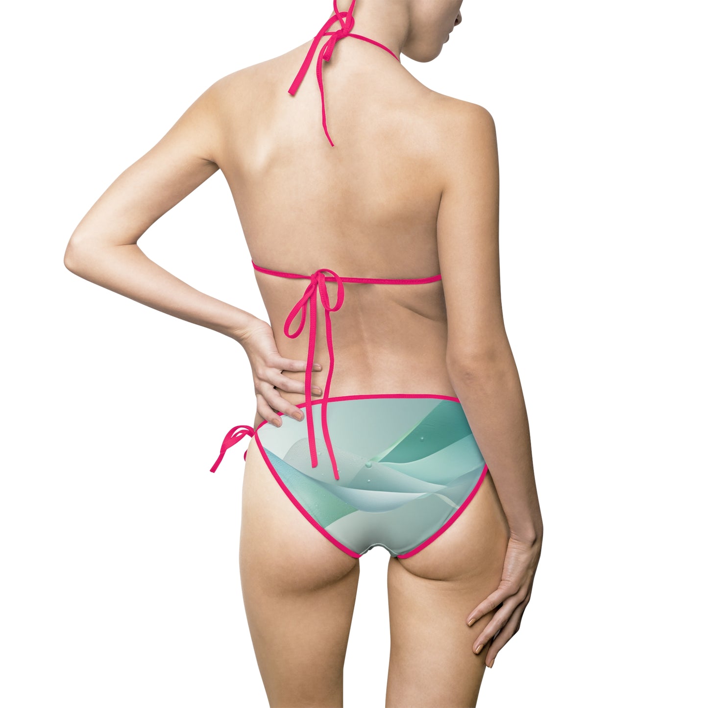 Aqua Wave Design Women's Bikini Swimsuit - Perfect for Beach Days and Summer Vacations