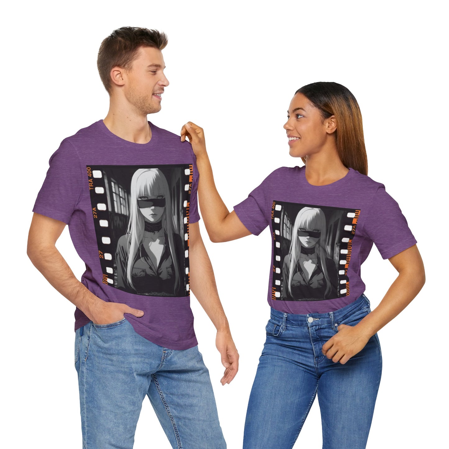 Vintage Style Unisex Jersey Tee with Edgy Filmstrip Design