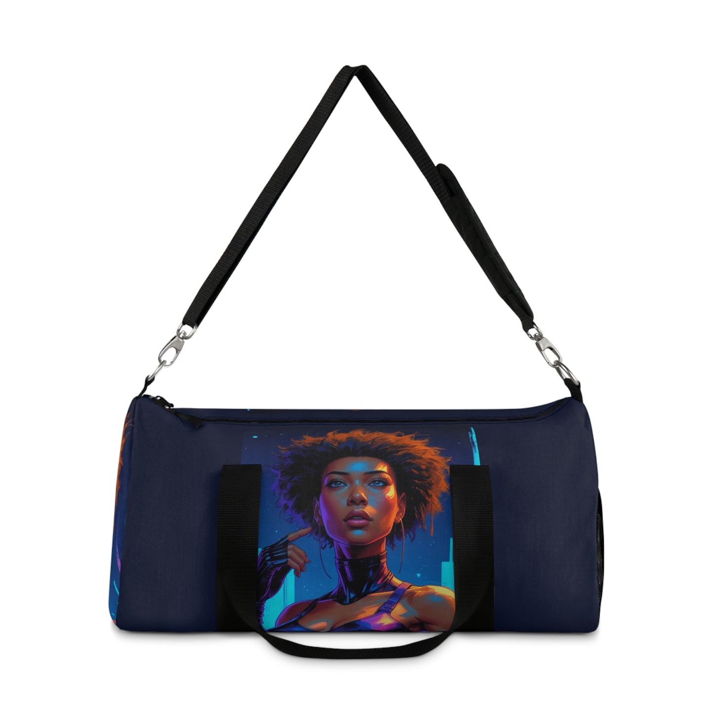 Artistic Duffel Bag with Afro Woman Design- Stylish Gym & Travel Tote for Fitness Lovers