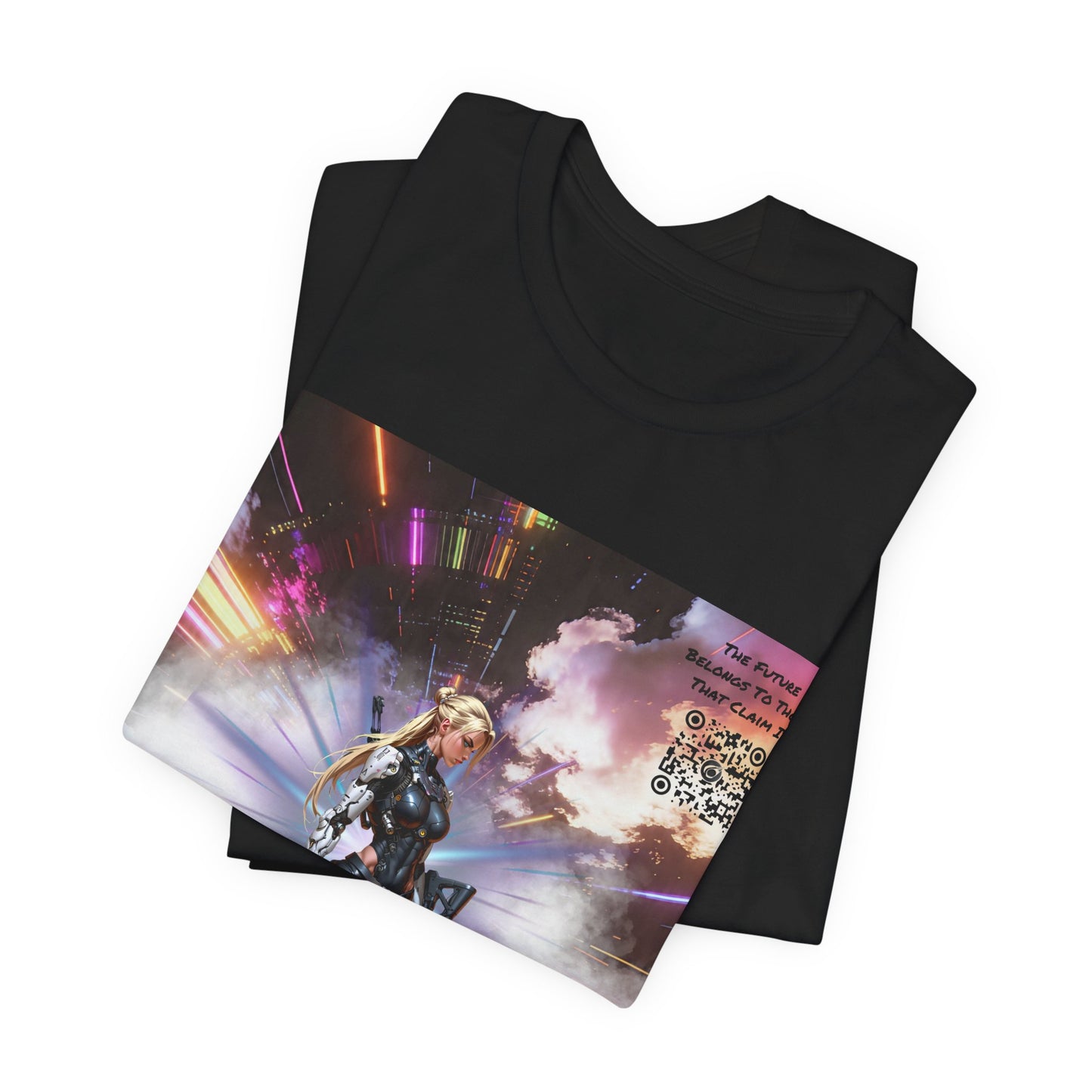 Sci‑Fi Warrior Graphic Tee — Futuristic Anime Battle Design