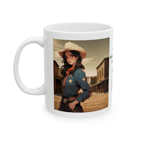 The Showdown | HD Graphic | Wild West | Cowgirl | Coffee | Tea | Hot Chocolate | 11oz | White Mug